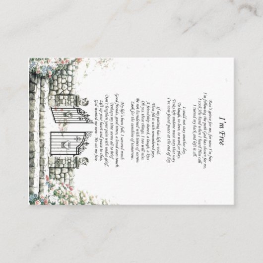 Ik ben Free Black Back Memorial Herdenking Kaart (Voorkant)