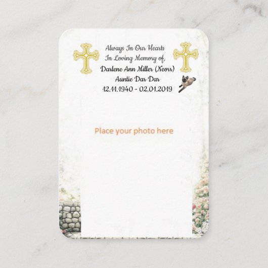 Ik ben Free Memorial Funeral Kaart (Achterkant)