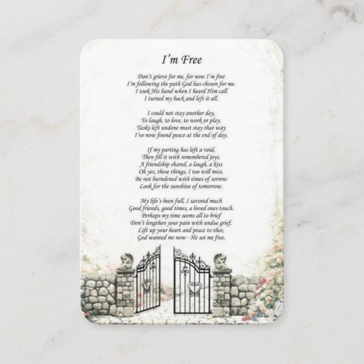 Ik ben Free Memorial Funeral Kaart (Voorkant)