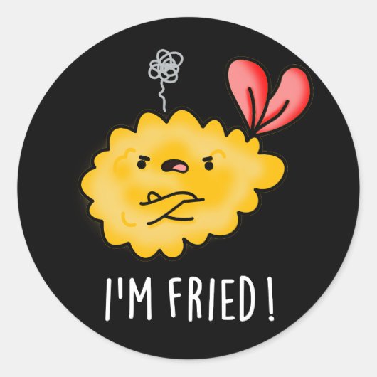 Ik ben Fried Funny Tempura Sushi Pun Dark BG Ronde Sticker (Voorkant)