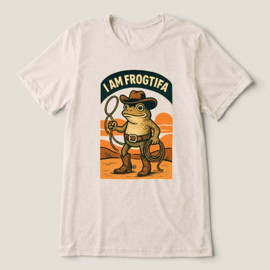 Ik Ben Frogtifa Cowboy – Grappige Kikker Meme Tri-Blend Shirt (Design voorkant)