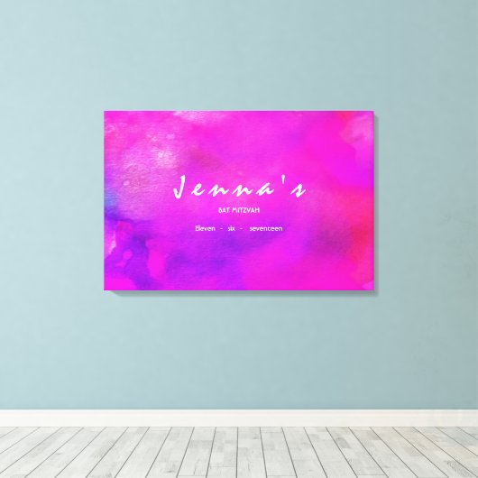 Ik ben FUCHSIA WATERVERF Bat Mitzvah. Canvas Afdruk (Insitu (Houten vloer))