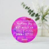 IK BEN FUCHSIA-WATERVERF  Bat Mitzvah-uitnodiging Kaart (Staand voorkant)