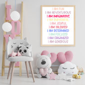 Ik ben Fun Affirmation voor kinderen Poster