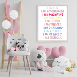 Ik ben Fun Affirmation voor kinderen Poster