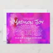 Ik ben FUSHIA WATERVERF Jewish Baby Naming Kaart (Voorkant)