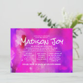 Ik ben FUSHIA WATERVERF Jewish Baby Naming Kaart (Staand voorkant)