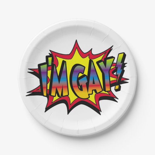 Ik ben Gay Burst Papieren Bordje (Voorkant)