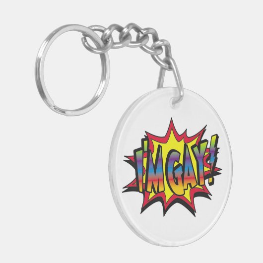 Ik ben Gay Burst Sleutelhanger (Voorkant Links)