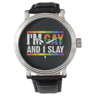Ik ben gay en ik sla LGBTQ Gay Pride Horloge