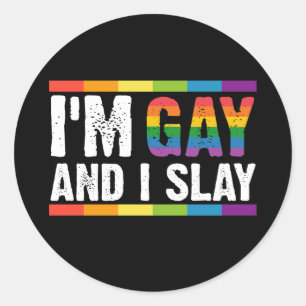 Ik ben gay en ik sla LGBTQ Gay Pride Ronde Sticker