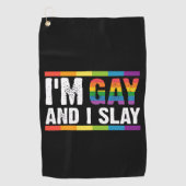 Ik ben Gay en ik speel LGBTQ Gay Pride Golfhanddoek (Voorkant)