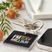 Ik ben Gay en ik speel LGBTQ Gay Pride Sleutelhanger (Voorkant Rechts)