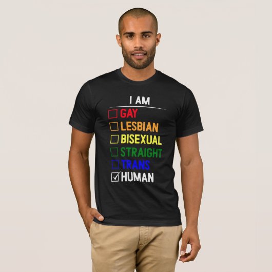 Ik ben Gay Pride Human Design T-shirt (Voorkant volledig)
