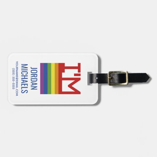 Ik ben Gay | Regenboogvlag Bagagelabel (Voorkant horizontaal)