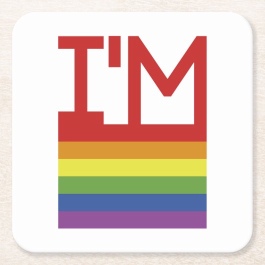 Ik ben Gay | Regenboogvlag Kartonnen Onderzetters (Voorkant)