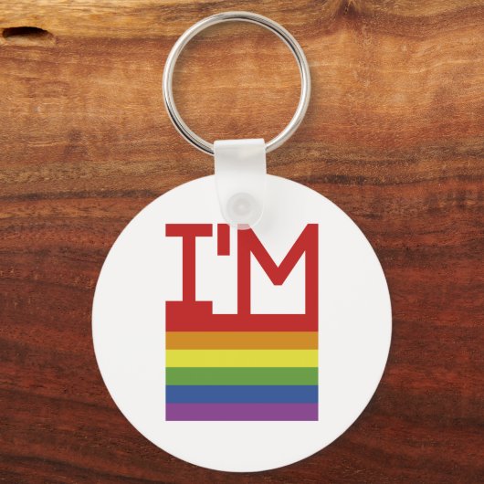 Ik ben Gay | Regenboogvlag Sleutelhanger (Voorkant)