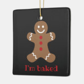 Ik ben gebakken grappige foto van een gokbrood. keramisch ornament (Links)