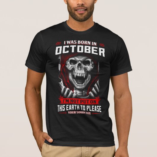 Ik ben geboren in oktober t-shirt (Voorkant)