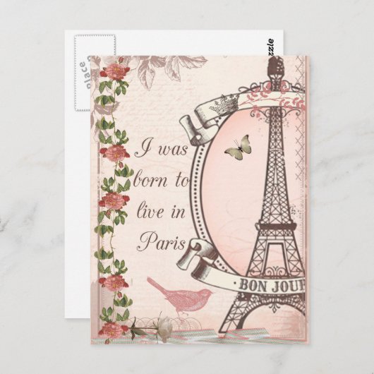 Ik ben geboren om in Parijs te wonen Briefkaart (Voorkant / Achterkant)