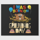 Ik ben geboren op de dag van de grondhog. cadeaupapier (Vlak)