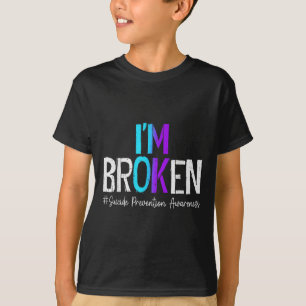 Ik ben gebroken Teal & paarse lint zelfmoordpreven T-shirt