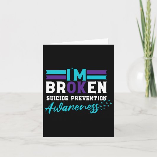 Ik ben gebroken zelfmoordpreventie bewustzijn Blau Kaart (Voorkant)