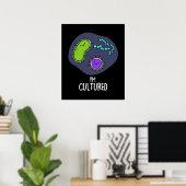 Ik ben gecultiveerd Funny Bacteria Pun Dark BG Poster (Thuiskantoor)