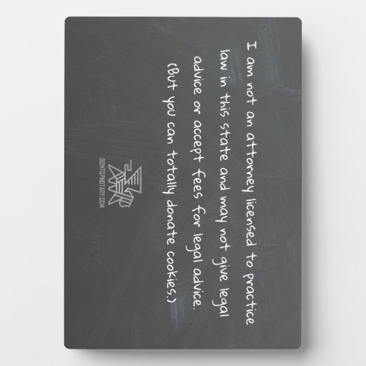 "Ik ben geen advocaat" Fotoplaat (voorkant)