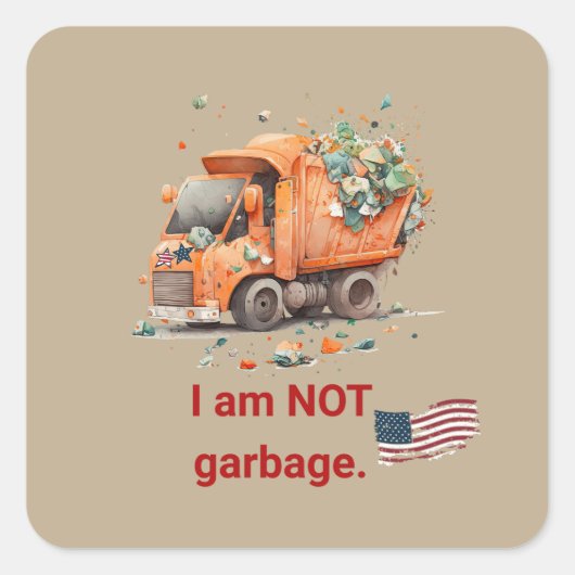 Ik ben GEEN Afval Vierkante Sticker (Voorkant)