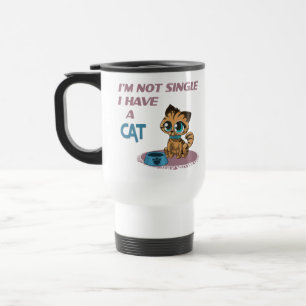 Ik ben geen alleenstaande ik heb een kat Funny cat Reisbeker