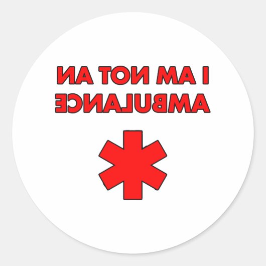 ik ben geen ambulance ronde sticker (Voorkant)