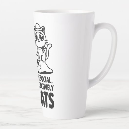 Ik ben geen asociale kat latte mok (Rechts)