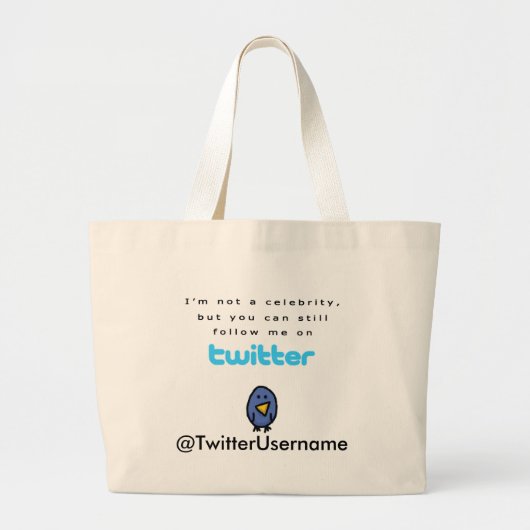 Ik ben geen beroemdheid.. volg me op Twitter Grote Tote Bag (Voorkant)