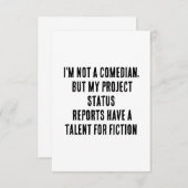 Ik ben geen cabaretier, maar mijn projectstatus ra bedankkaart (Voorkant / Achterkant)