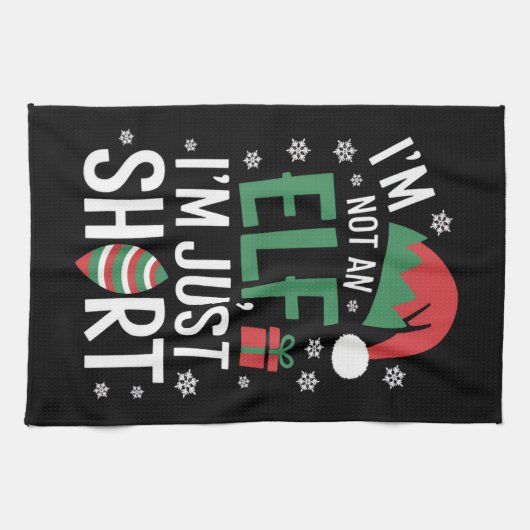 Ik ben geen elf, alleen maar korte, grappige kerst theedoek (Horizontaal)