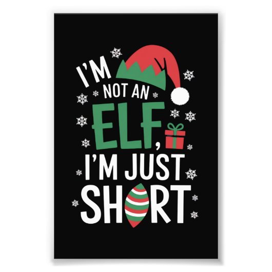 Ik ben geen elf, gewoon klein, grappige kerst Kers Foto Afdruk (Voorkant)