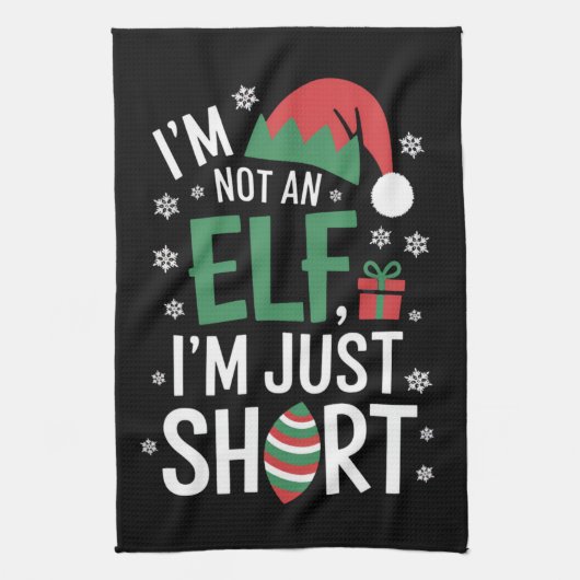 Ik ben geen elf, gewoon klein, grappige kerst Kers Theedoek (Verticaal)
