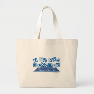 Ik ben geen geblokkeerde schrijver die de slogan-l grote tote bag