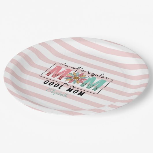 Ik ben geen gewone moeder Pink Stripes Papieren Bordje (Gekanteld)