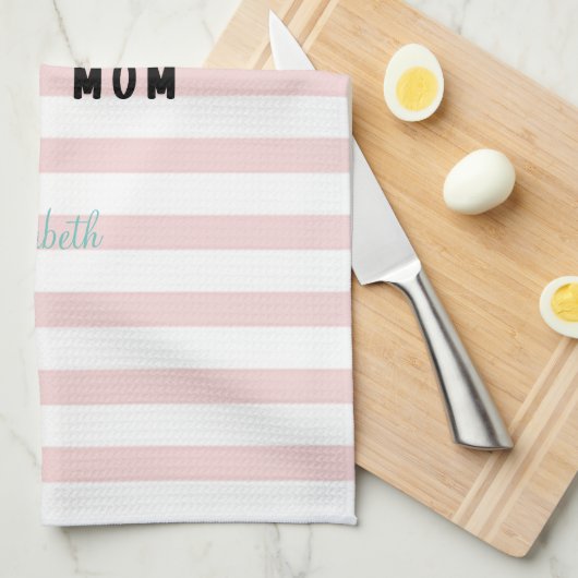 Ik ben geen gewone moeder Pink Stripes Theedoek (Quarter Fold)