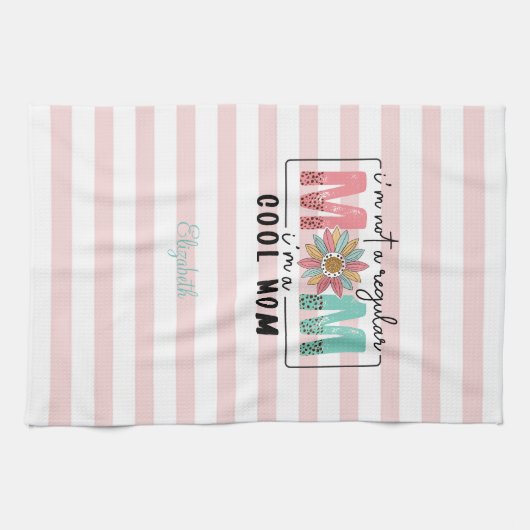 Ik ben geen gewone moeder Pink Stripes Theedoek (Horizontaal)