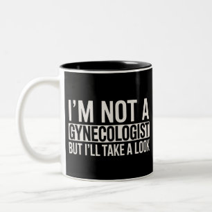Ik ben geen gynaecoloog, maar ik zal eens kijken G Tweekleurige Koffiemok