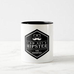 Ik ben geen Hipster 100% gegarandeerde Funny Musta Tweekleurige Koffiemok