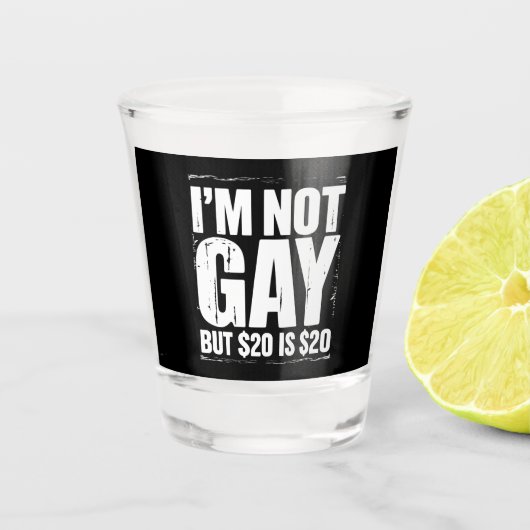 Ik ben geen homo, maar $ 20 is $ 20 Grappige LGBTQ Shot Glas (Voorkant)