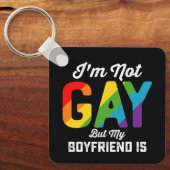 Ik ben geen homo maar mijn vriend is grappig LGBTQ Sleutelhanger (Voorkant)