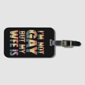 Ik ben geen homo maar mijn vrouw is LGBT Rainbow W Bagagelabel (Voorkant (horizontaal))