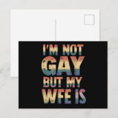 Ik ben geen homo maar mijn vrouw is LGBT Rainbow W Briefkaart (Voorkant / Achterkant)