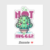 Ik ben geen knuffelaar Schattigee Cactus Pun Sticker (Vel)