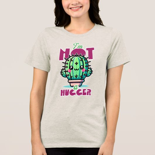 Ik ben geen knuffelaar Schattigee Cactus Pun Tri-Blend Shirt (Voorkant)